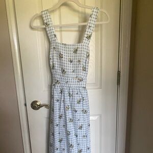 Reformation Linen Gingham Midi Dress